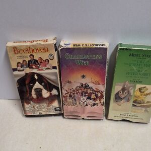 Vintage Family Movie VHS Lot of 3 Beethoven Charlotte's Web Peter Rabbit 90s